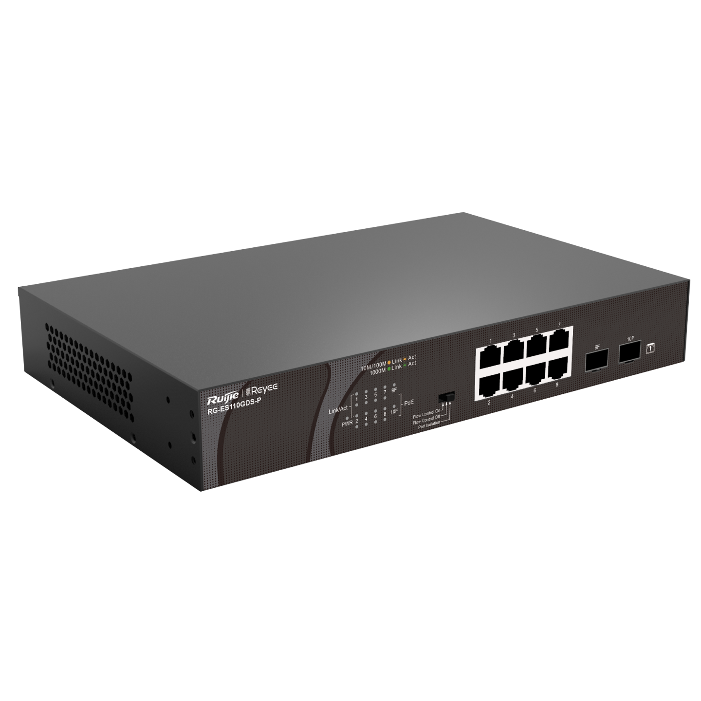 RG-ES110GDS-P – Switch PoE non géré 8×GE + 2 GE 20 Gbps – Image 2