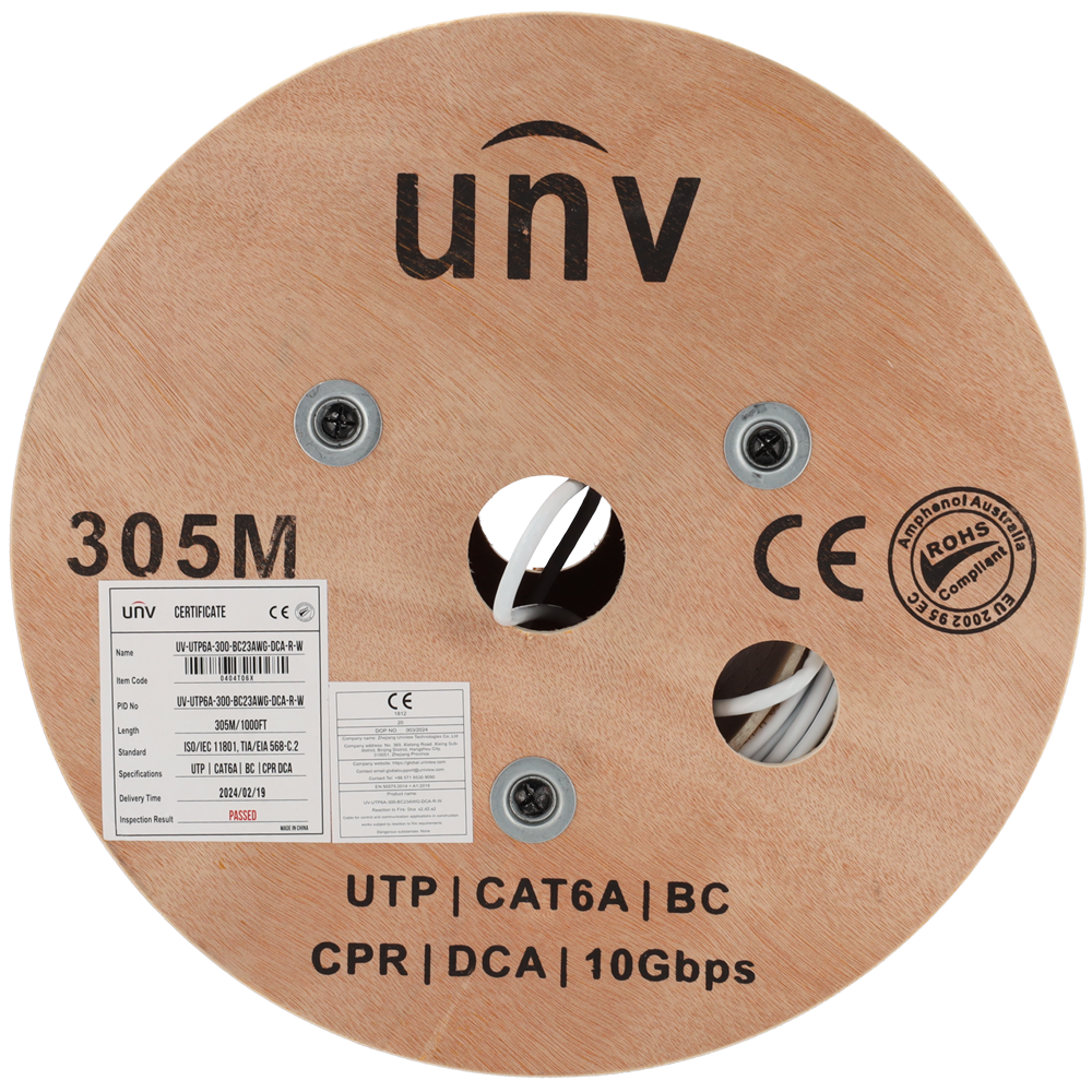 Uniview UV-UTP6A-300-BC23AWG-DCA-R-W - Touret Bois